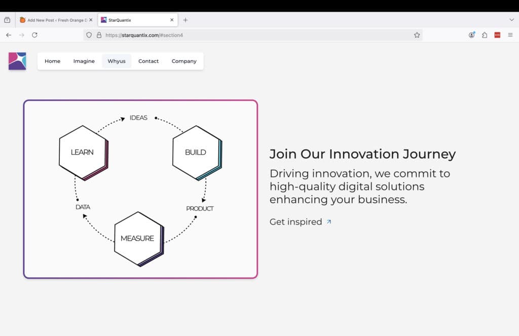 Section why StarQuantix shows a illustration really simple on our basic framework, our innovtion journey that involves Learn, Build and mesasure.